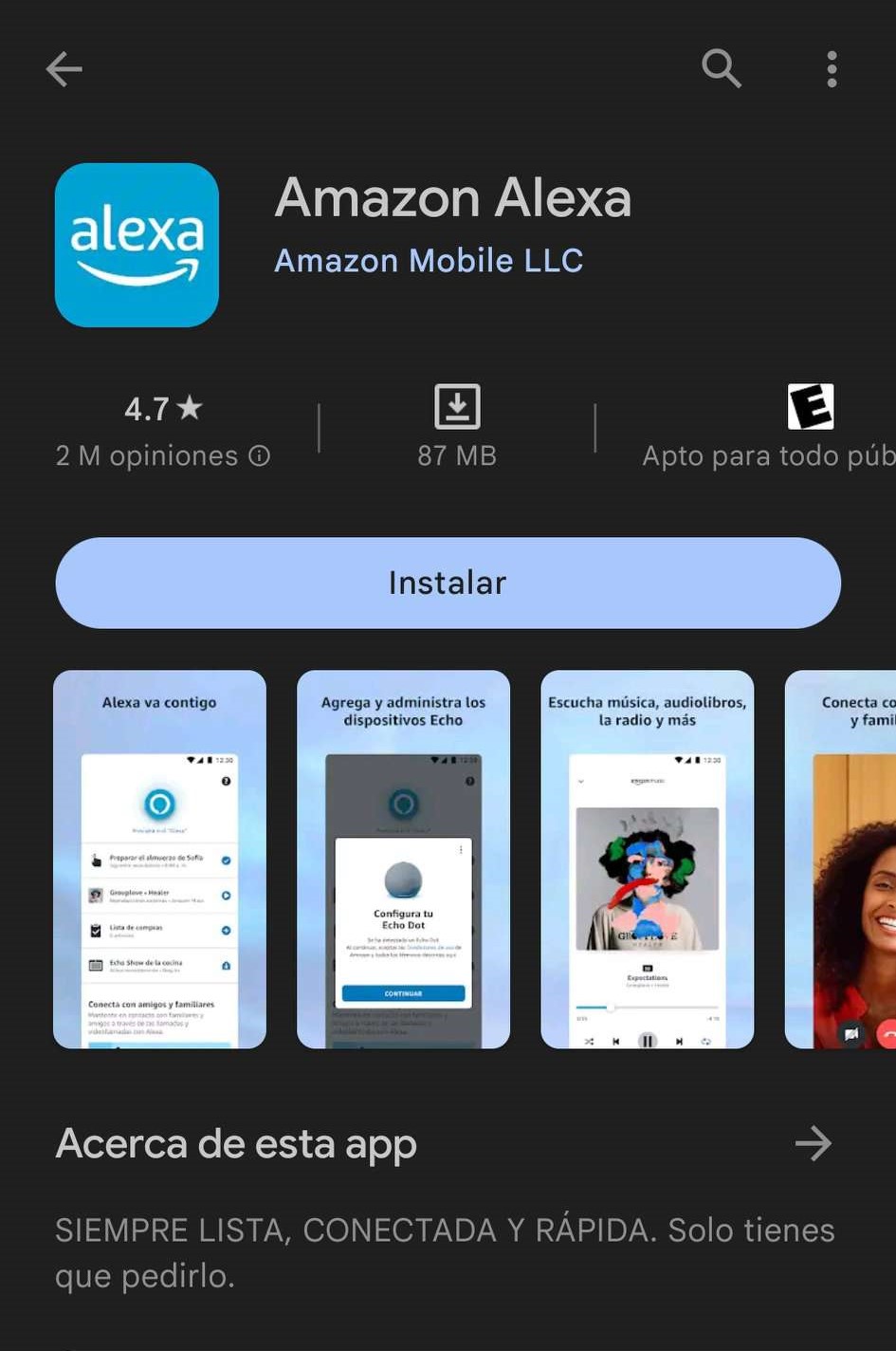Descarga Amazon Alexa en tu móvil